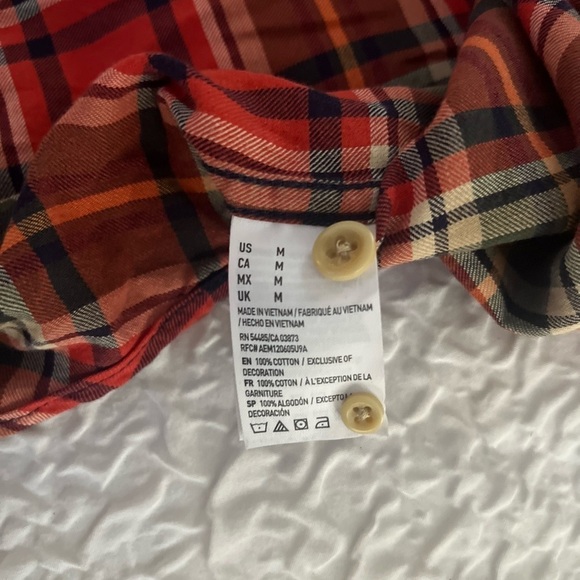 American Eagle Outfitters Orange/Green Plaid Flannel Button Down Shirt Men’s Med - Picture 8 of 8